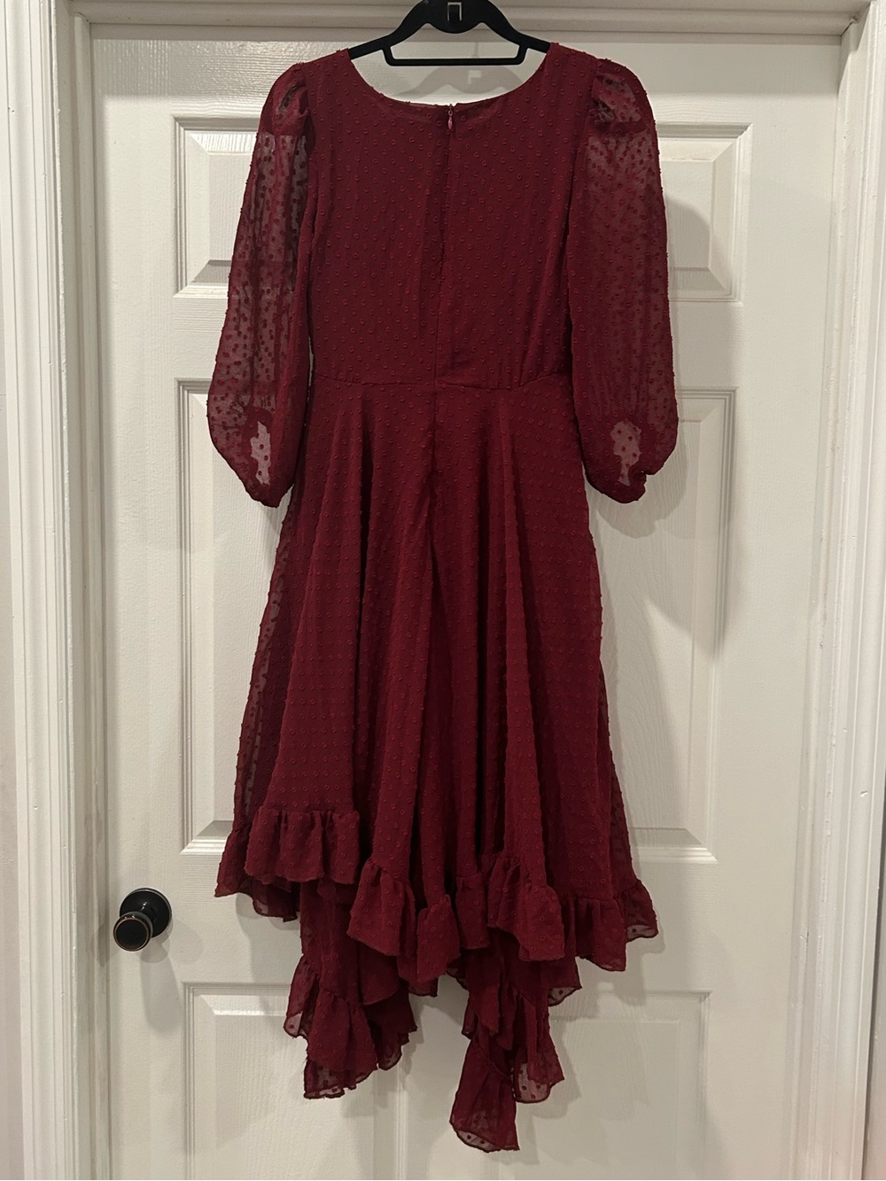 Mia Joy Joyfolie Burgundy Swiss Dot Ruffle Dress Size 12 - Picture 2 of 9